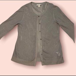 Coldwater creek gray silk cotton button up cardigan